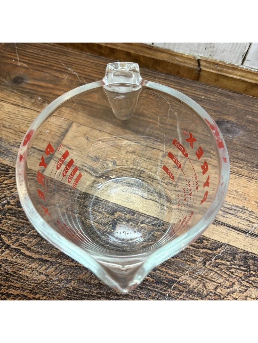 Vintage PYREX One Cup/250ml Measuring Cup Clear Glass Red Lettering J18 USA